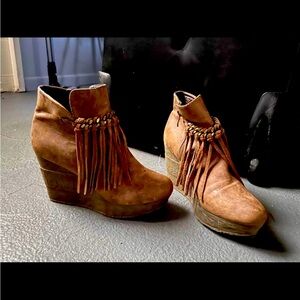 Tall brown western wedges